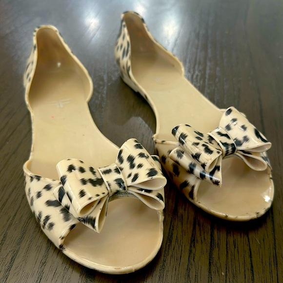 Cheetahfly Leopard Jelly Bow Open Toe Flats D’Orsay - Picture 2 of 3
